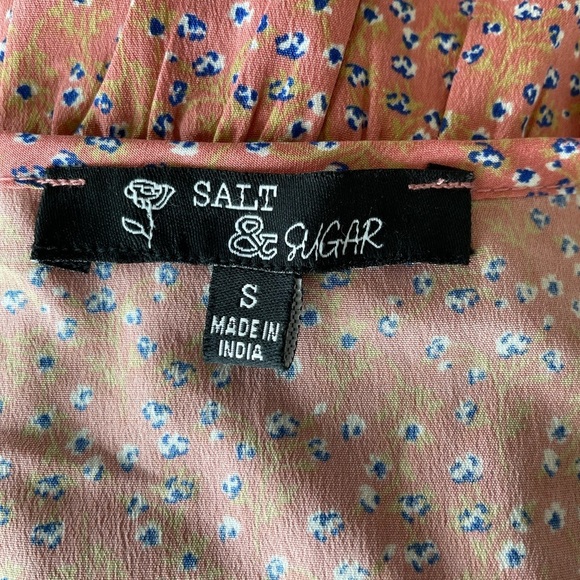Sugar & Salt Peach Floral Pink Mini Dress, Size S - Picture 4 of 7